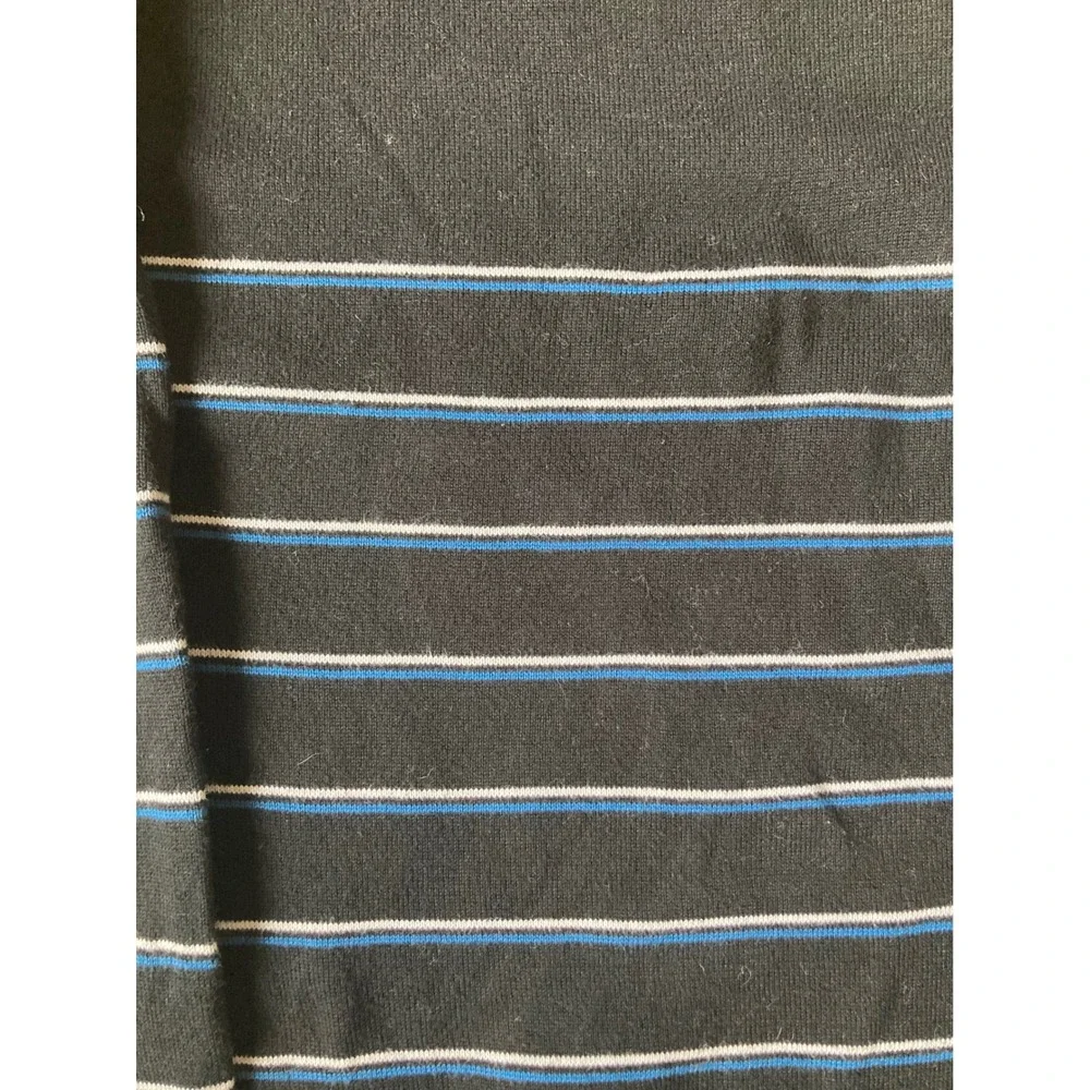 Lacoste Mens Black‎ Striped V-Neck Cotton Knit Sweater Size 6 XL F5178